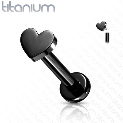 Internally Threaded Titanium Heart Top Labret