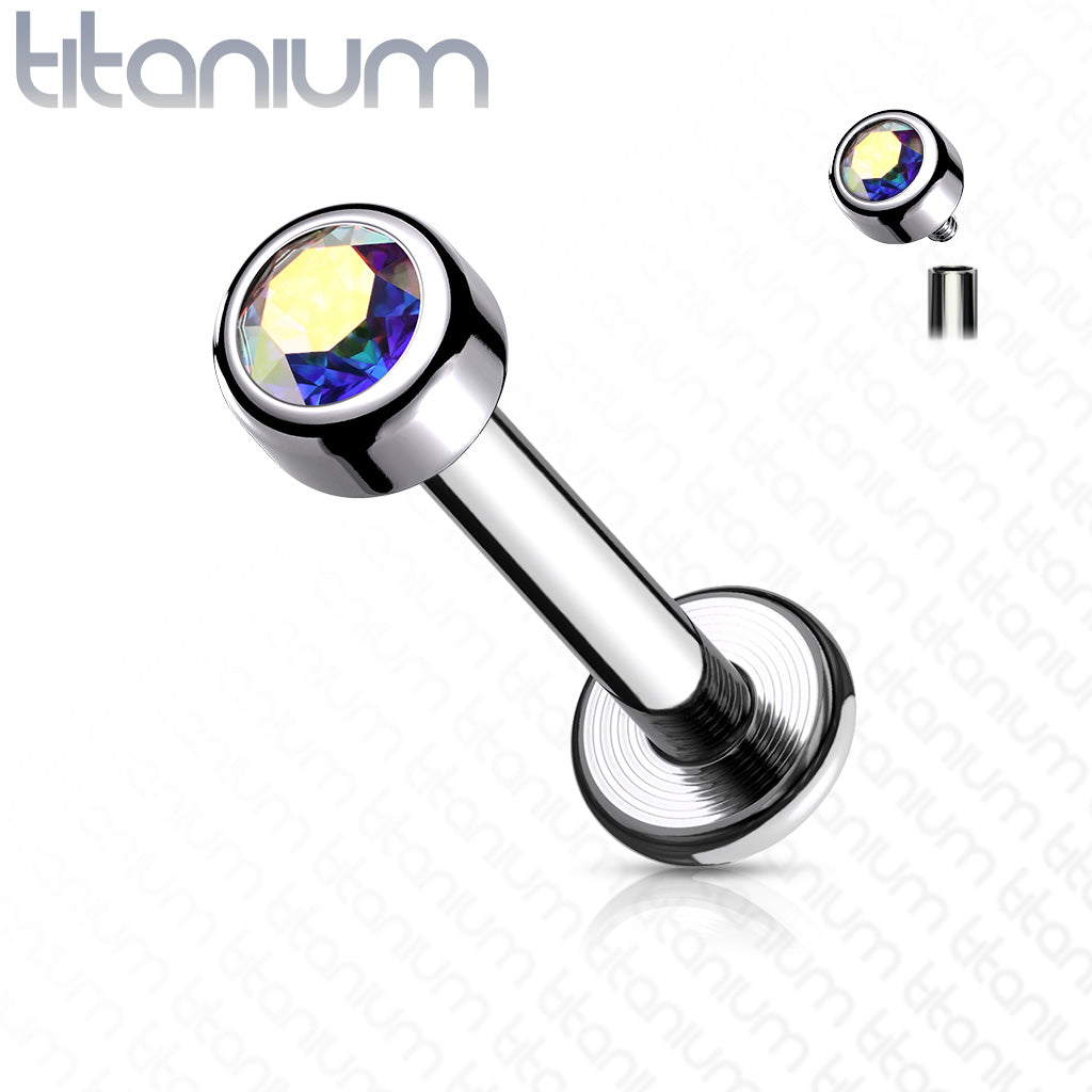 Internally Threaded Titanium Premium Bezel Labret 16G 8mm