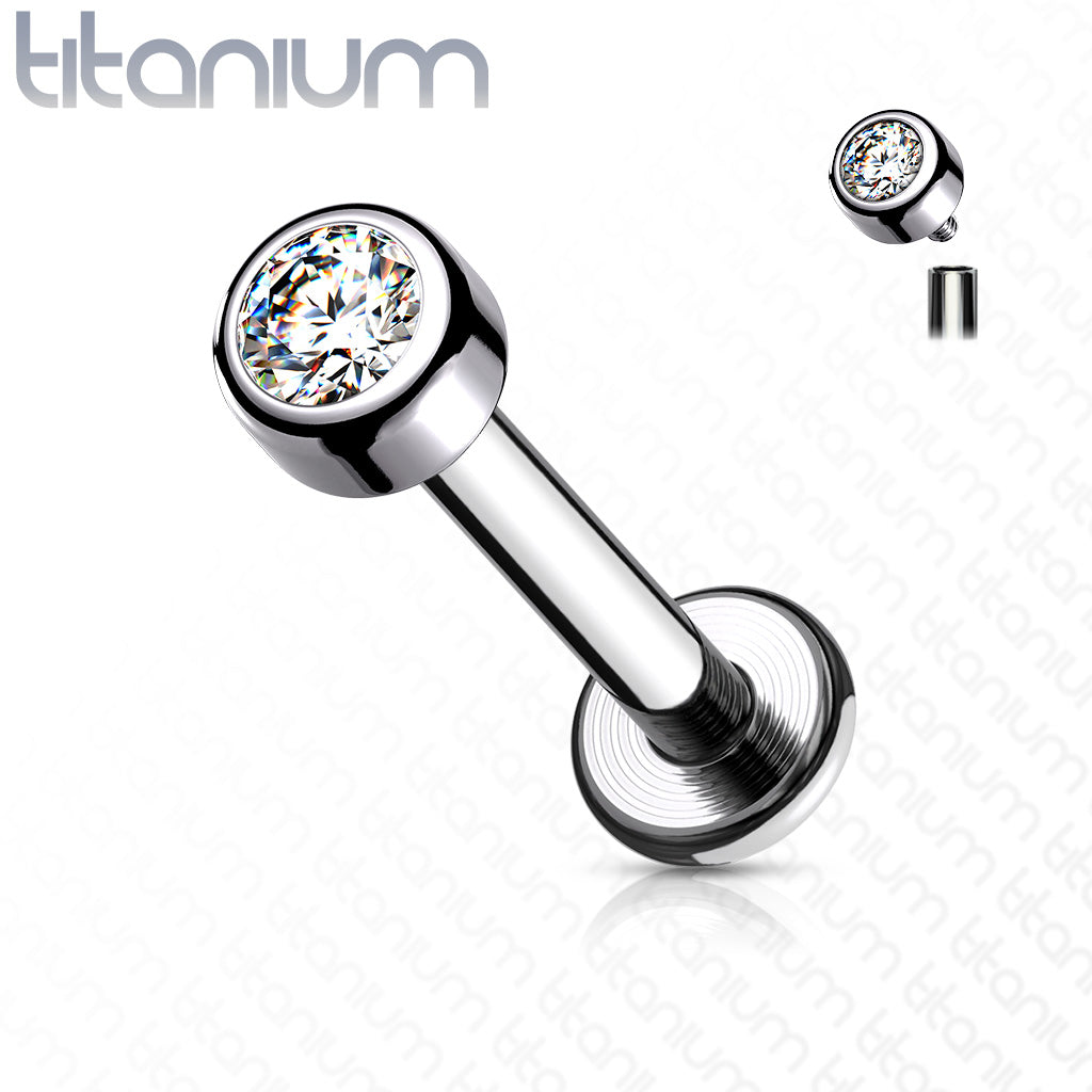 Internally Threaded Titanium Premium Bezel Labret 16G 8mm