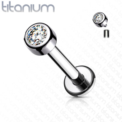 Internally Threaded Titanium Premium Bezel Labret 16G 8mm