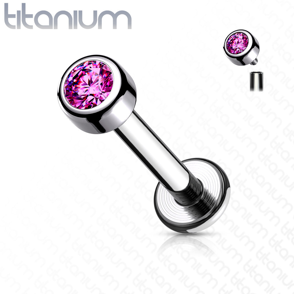 Internally Threaded Titanium Premium Bezel Labret 16G 8mm