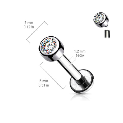 Internally Threaded Titanium Premium Bezel Labret 16G 8mm