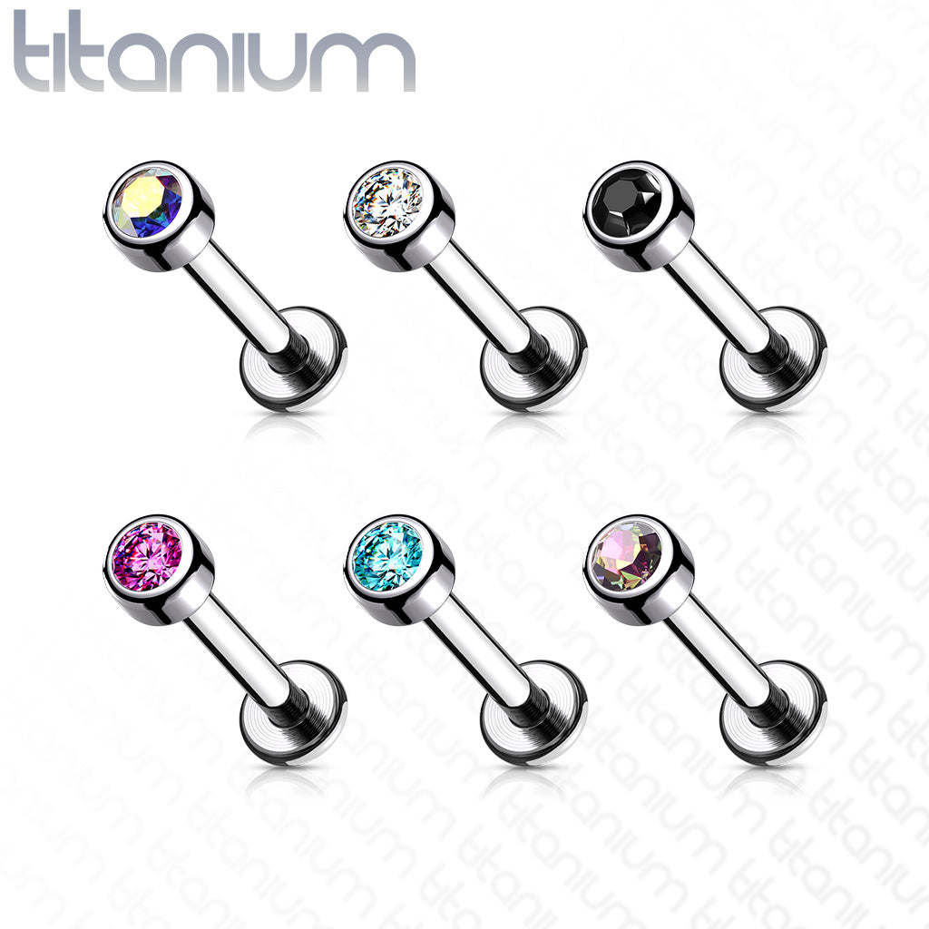 Internally Threaded Titanium Premium Bezel Labret 16G 8mm