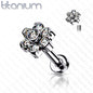 Titanium CZ Set Flower Top Interal Thread Labret 16G