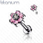 Titanium CZ Set Flower Top Interal Thread Labret 16G