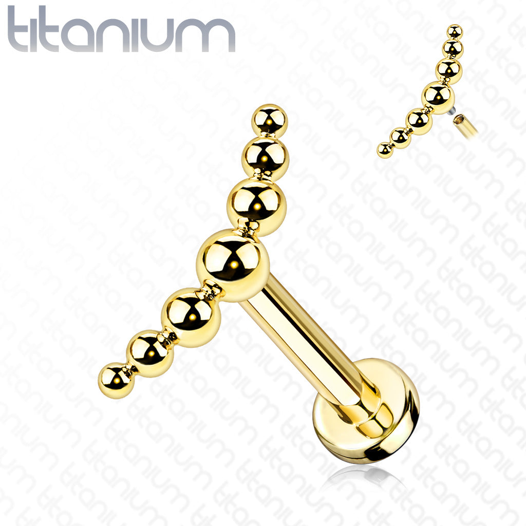 Titanium Internal Thread 7 Ball Curved Labret