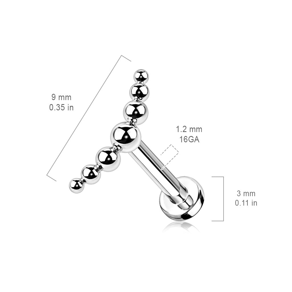 Titanium Internal Thread 7 Ball Curved Labret