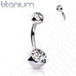 Titanium Double Jewel Internally Threaded Standard Belly Barbells
